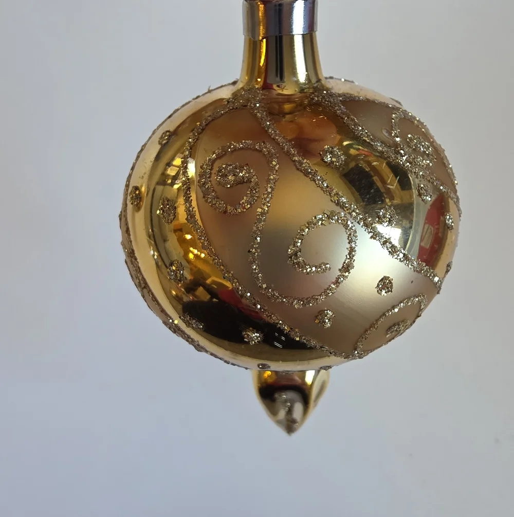 Christmas Ornament - Elegant Gold Glass Holiday Ornaments Set Of 4